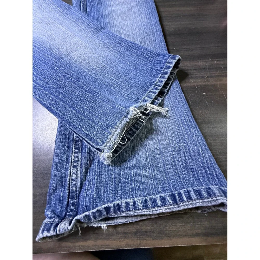 No Boundaries Juniors Flare Leg Jeans Medium Wash Blue Denim Size 13 100% Cotton